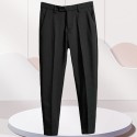 High elasticity slim fit solid color business casual pants