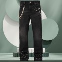 Pickled heavyweight printed men's jeans