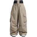 Loose and breathable beige hip-hop ski pants