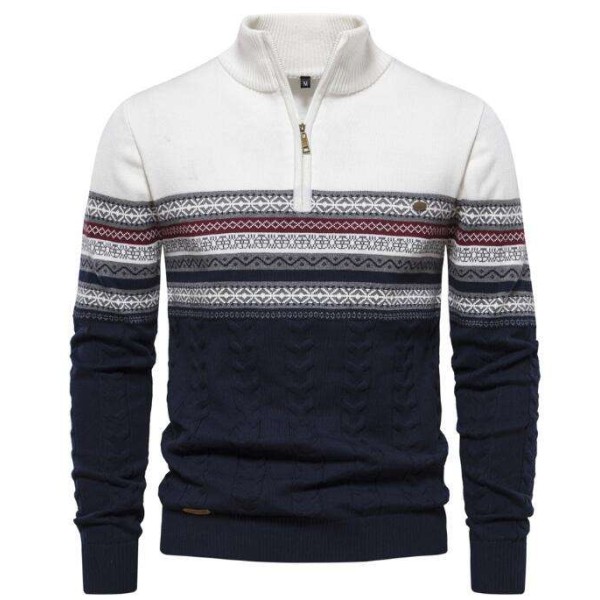 Comfortable and Warm Knitted Men's Half Zipper Stand up Collar Sweater