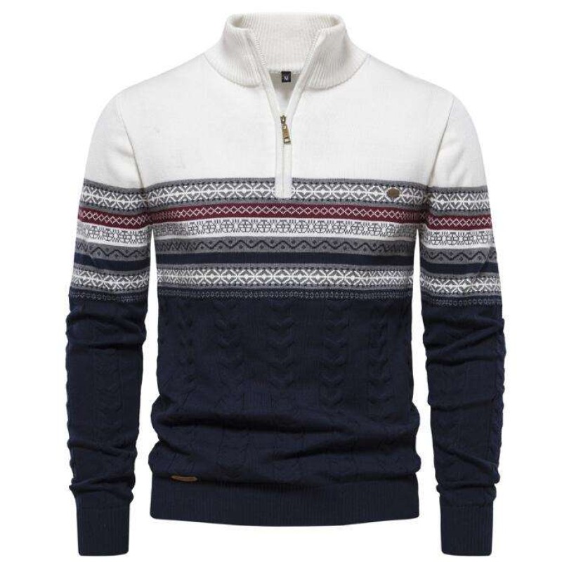 Comfortable and Warm Knitted Men's Half Zipper Stand up Collar Sweater