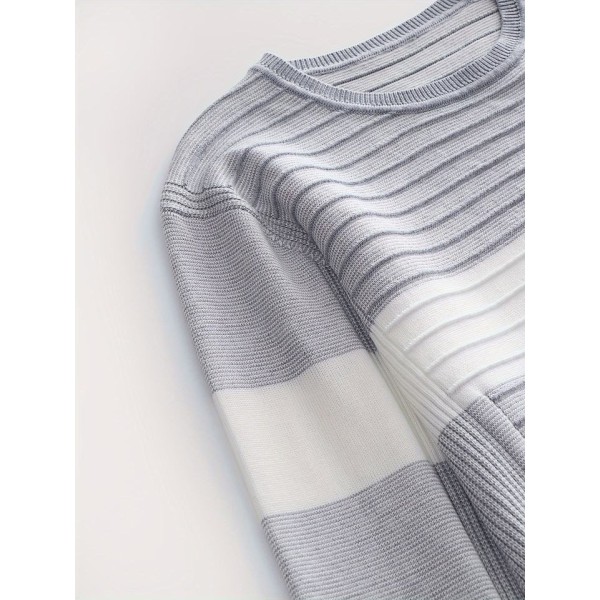 Wrinkle resistant breathable striped men's autumn and winter knitted round neck sweater