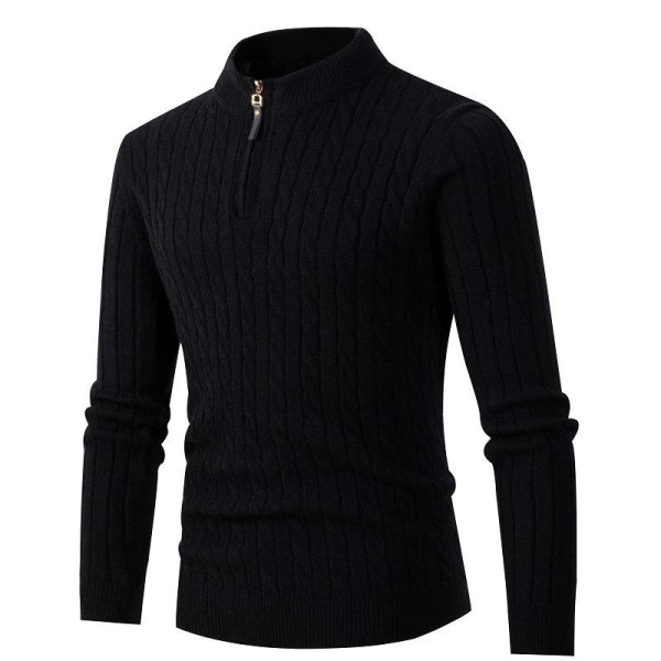 Comfortable and warm three-dimensional jacquard men's long sleeved knitted sweater