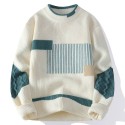Comfortable loose contrasting custom men's pullover sweater