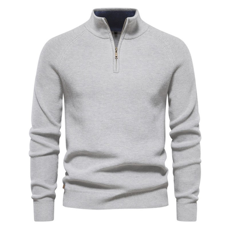 Pure cotton business casual zipper men's sweater