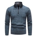 Comfortable and warm business striped men's stand up collar pullover sweater