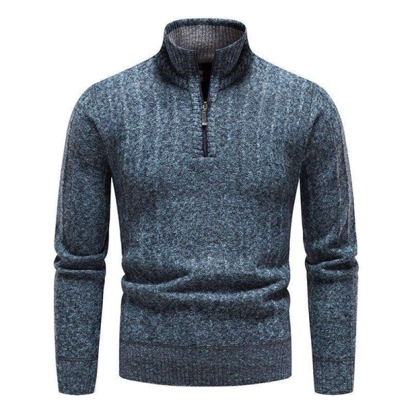 Comfortable and warm business striped men's stand up collar pullover sweater