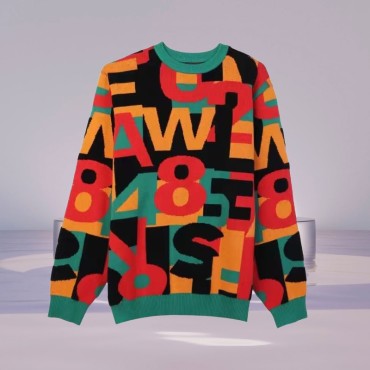 Jacquard warm casual men's knitted sweater