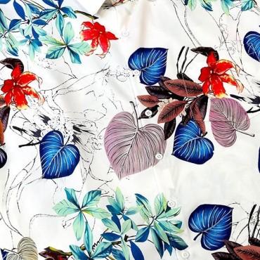 Ice silk breathable printed men's short sleeved shirt