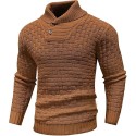 Soft and warm solid color men's round neck sweater