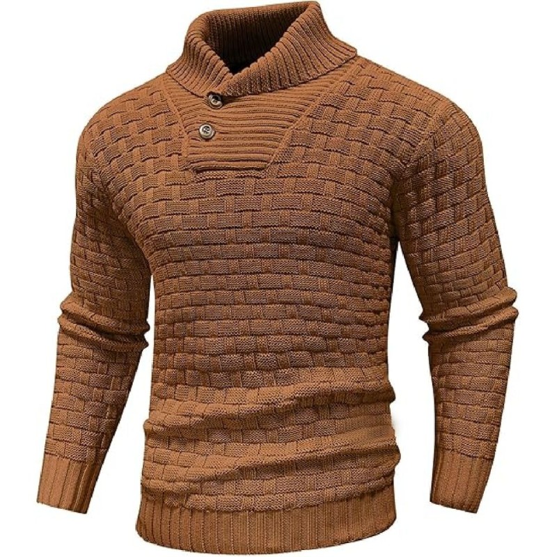 Soft and warm solid color men's round neck sweater