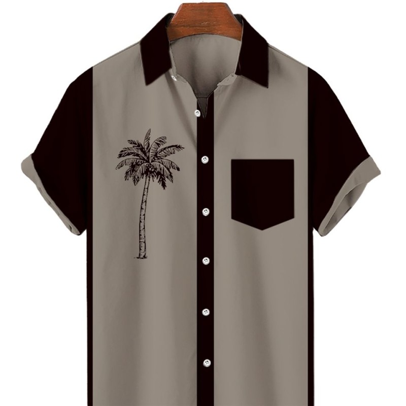 Loose and breathable linen short sleeved beach shirt