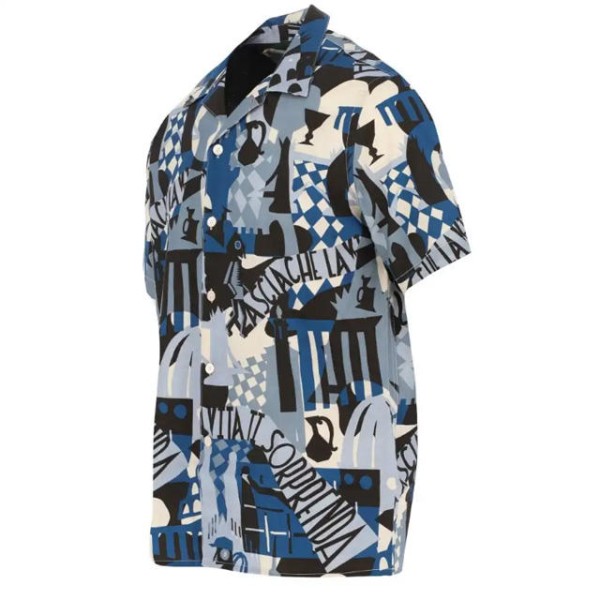 Wrinkle resistant breathable polyester men's casual short sleeved shirt