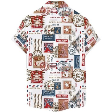 Breathable abstract printed stand up collar men's casual beach shirt