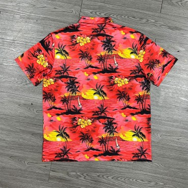 Comfortable and breathable fully printed men's polo T-shirt