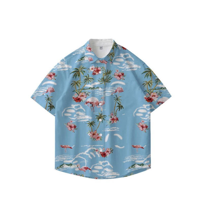 Breathable printed casual men's short sleeved shirt