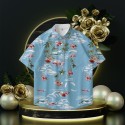 Breathable printed casual men's short sleeved shirt