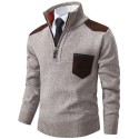 Thick plush stand up collar pullover men's sweater jacket