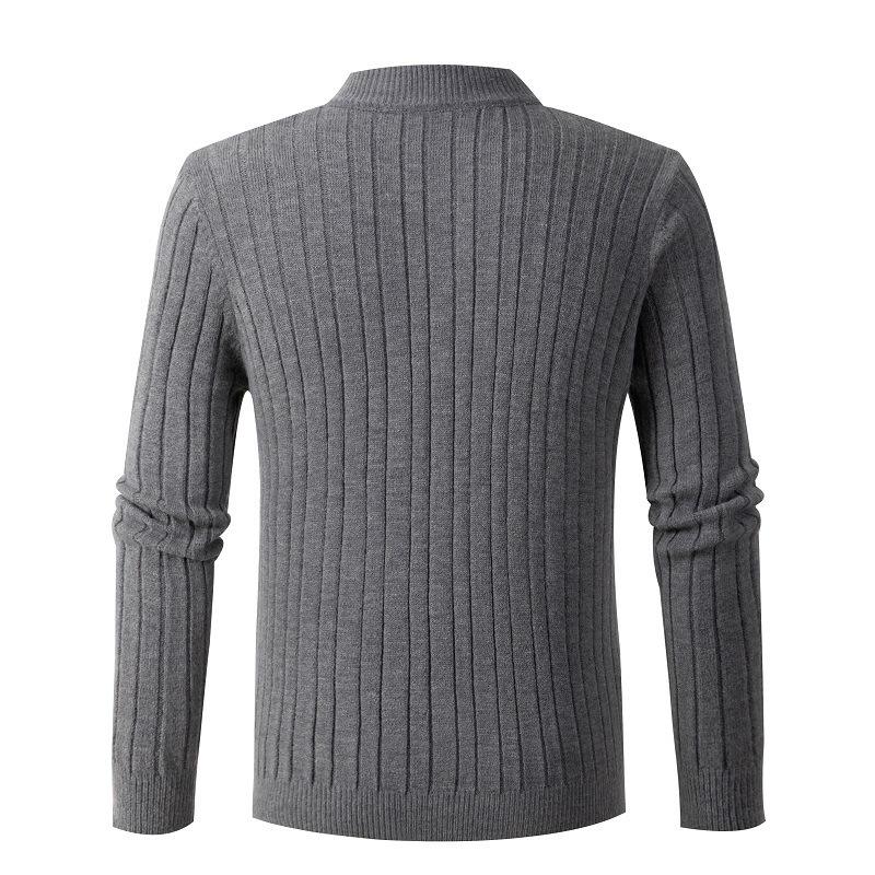 Soft and warm zipper stand up collar men's pullover knitted sweater