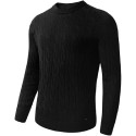 Comfortable skin friendly solid color men's round neck knitted sweater