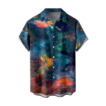 100% polyester smart casual men's beach half sleeved shirt