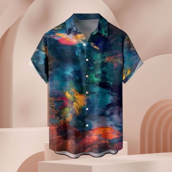 100% polyester smart casual men's beach half sleeved shirt