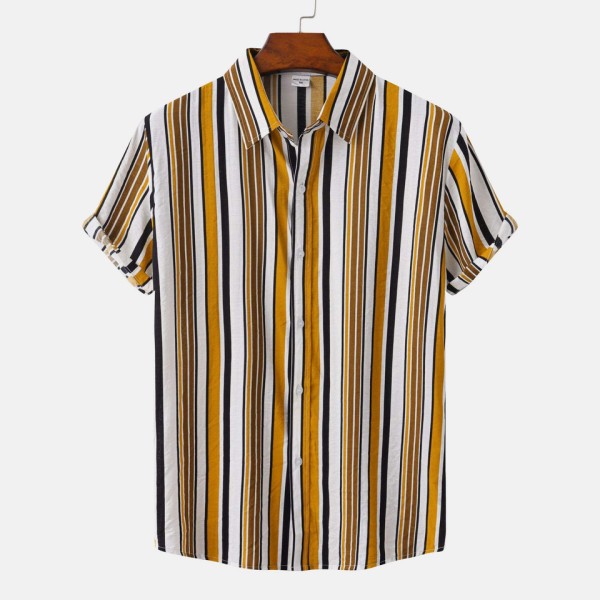 Breathable striped casual men's shirt