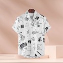 Loose and breathable printed men's short sleeved shirt