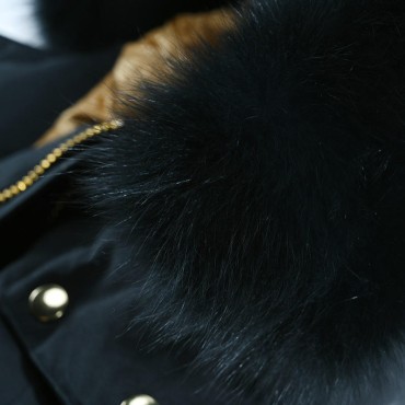 Fluffy and warm fox fur hooded men's down jacket