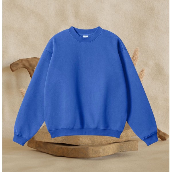 Customized embroidered heavyweight cotton round neck pullover sweater