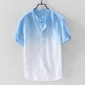 Comfortable and breathable cotton linen casual short sleeved shirt