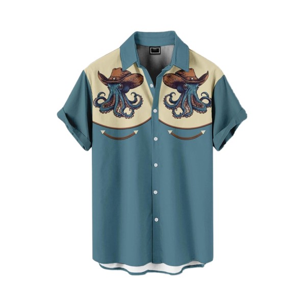 Beach vacation+men's short sleeved shirt