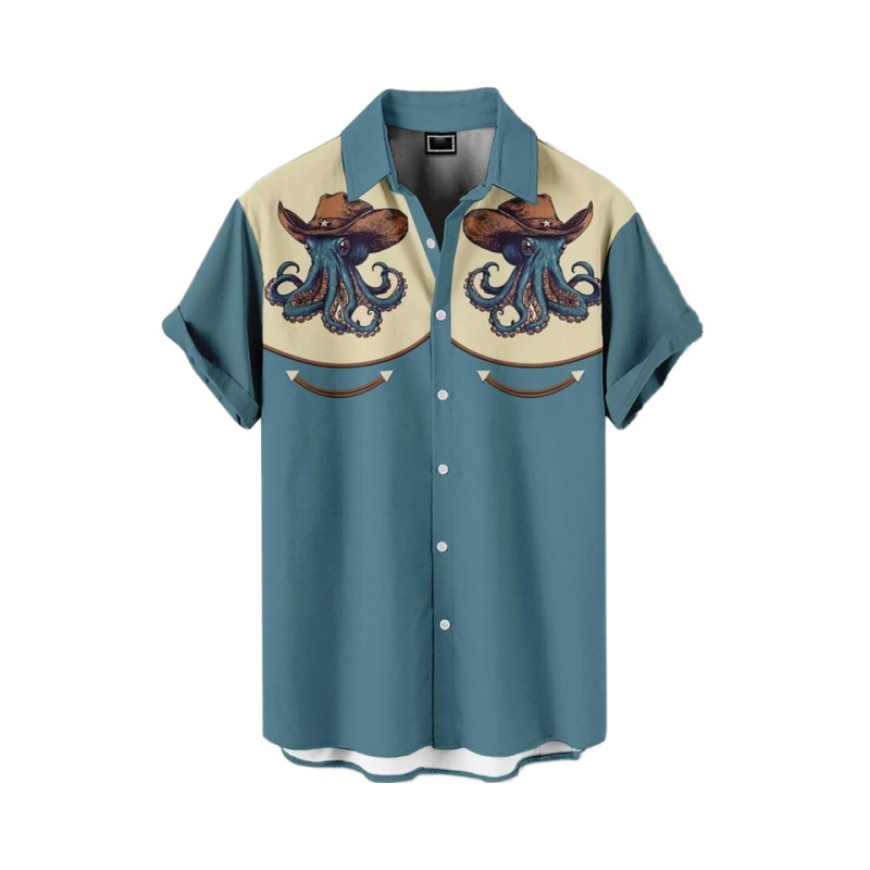 Beach vacation+men's short sleeved shirt