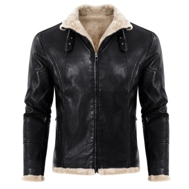 Warm and wind resistant PU leather jacket