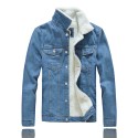 Solid color warm denim jacket