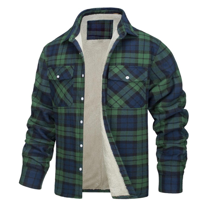 Thick and warm wool plaid shirt jacket