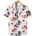 Wrinkle resistant breathable tropical printed men's Hawaiian shirt