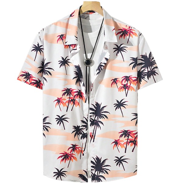 Wrinkle resistant breathable tropical printed men's Hawaiian shirt