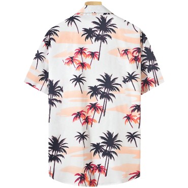 Wrinkle resistant breathable tropical printed men's Hawaiian shirt