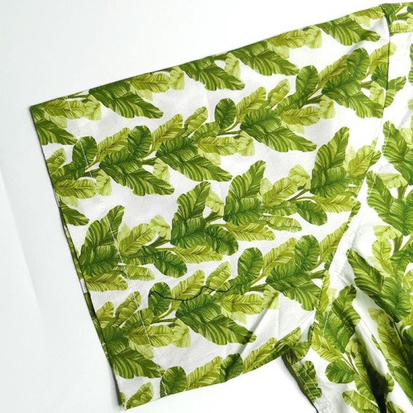 Comfortable and breathable multi-color green leaf printed beach shirt