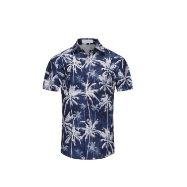 Comfortable printed casual men's short sleeved shirt