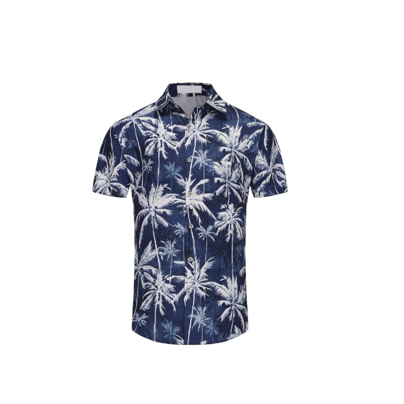 Comfortable printed casual men's short sleeved shirt