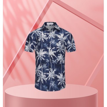 Comfortable printed casual men's short sleeved shirt