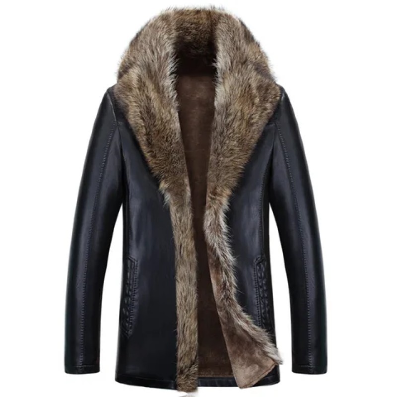 Thick and warm faux fur men's winter jacket