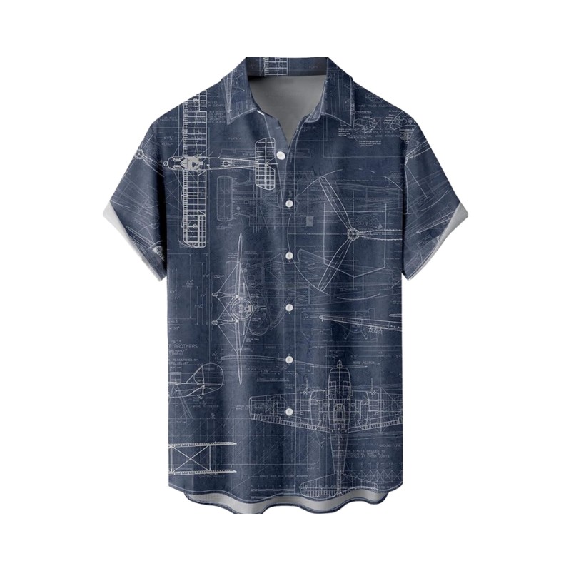 Loose and breathable printed men's Hawaiian shirt