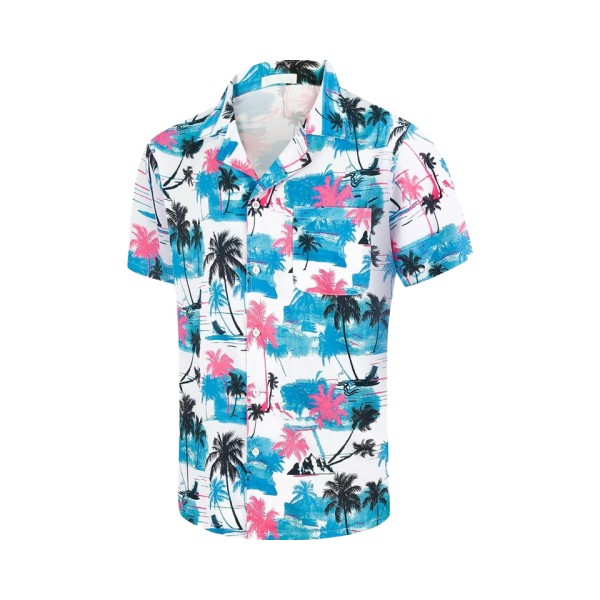 Quick drying loose printed men's short sleeved shirt