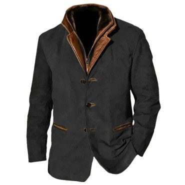 Classic button+slim fit casual men's jacket