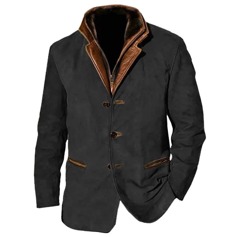 Classic button+slim fit casual men's jacket