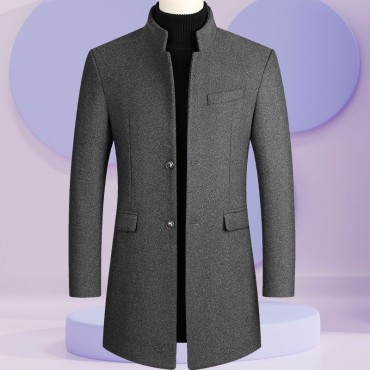 Pure wool warm collar men's coat