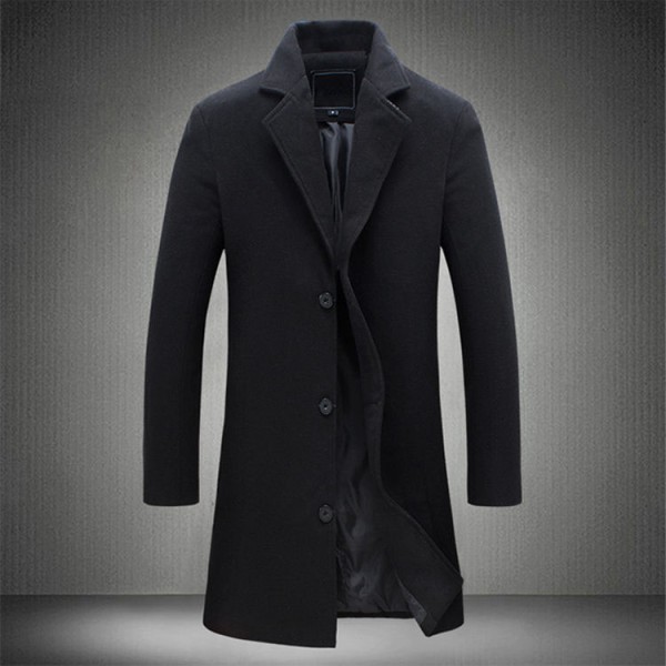 Casual men's mid length single breasted coat